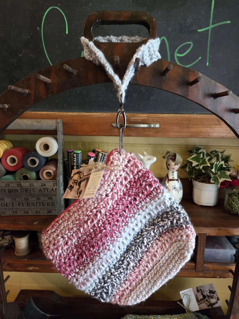 Handmade Crochet Wristlet Pouch - Multicolor Pastel